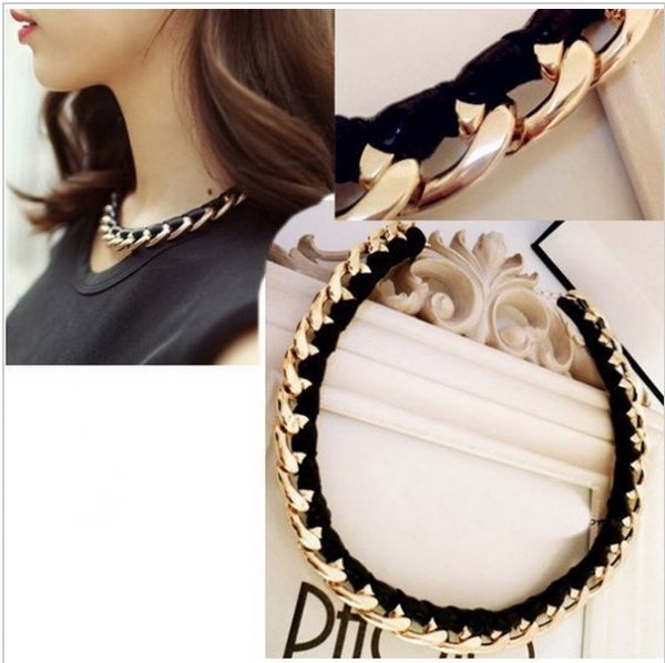Colar Corrente chic Preta e dourada