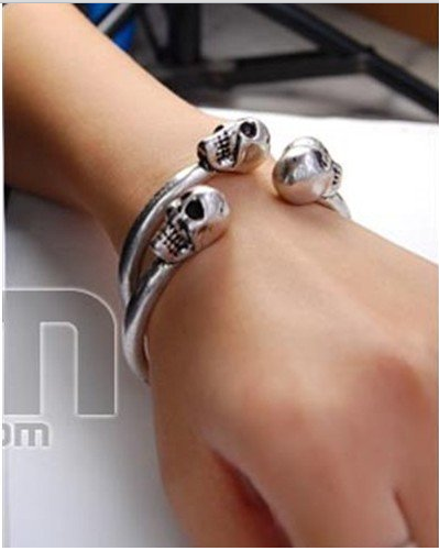 Pulseira Skull duas cabeças